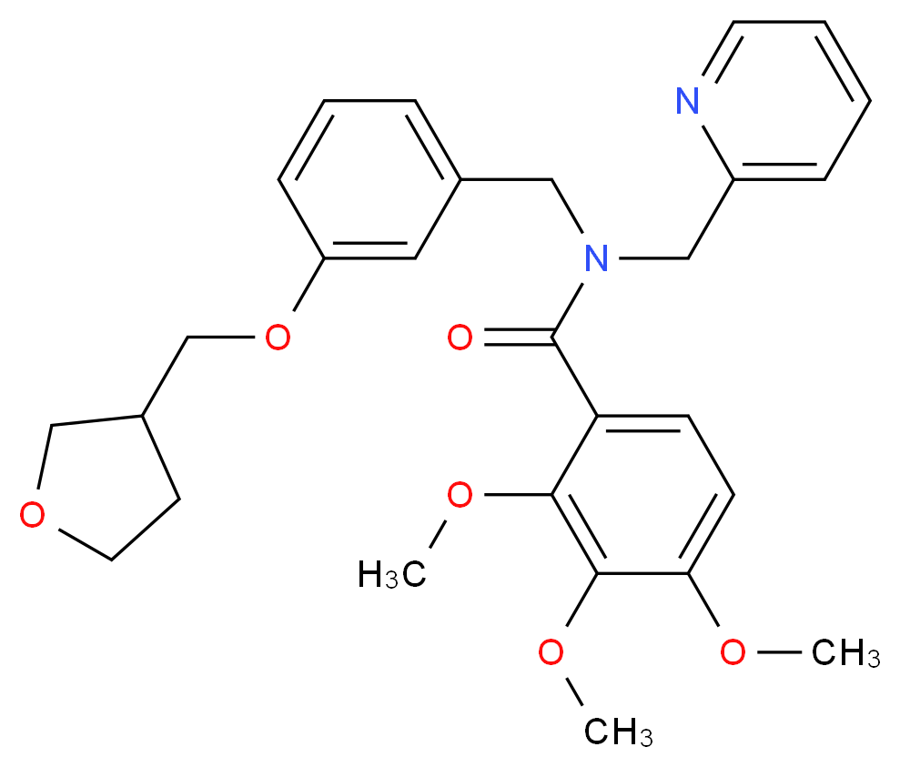 2,3,4-trimethoxy-N-(2-pyridinylmethyl)-N-[3-(tetrahydro-3-furanylmethoxy)benzyl]benzamide_分子结构_CAS_)