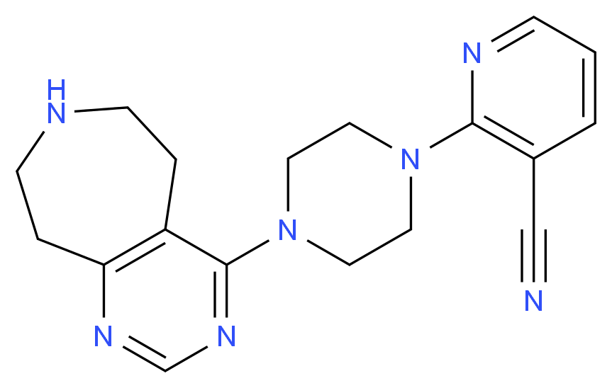 2-[4-(6,7,8,9-tetrahydro-5H-pyrimido[4,5-d]azepin-4-yl)piperazin-1-yl]nicotinonitrile_分子结构_CAS_)