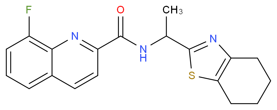8-fluoro-N-[1-(4,5,6,7-tetrahydro-1,3-benzothiazol-2-yl)ethyl]-2-quinolinecarboxamide_分子结构_CAS_)