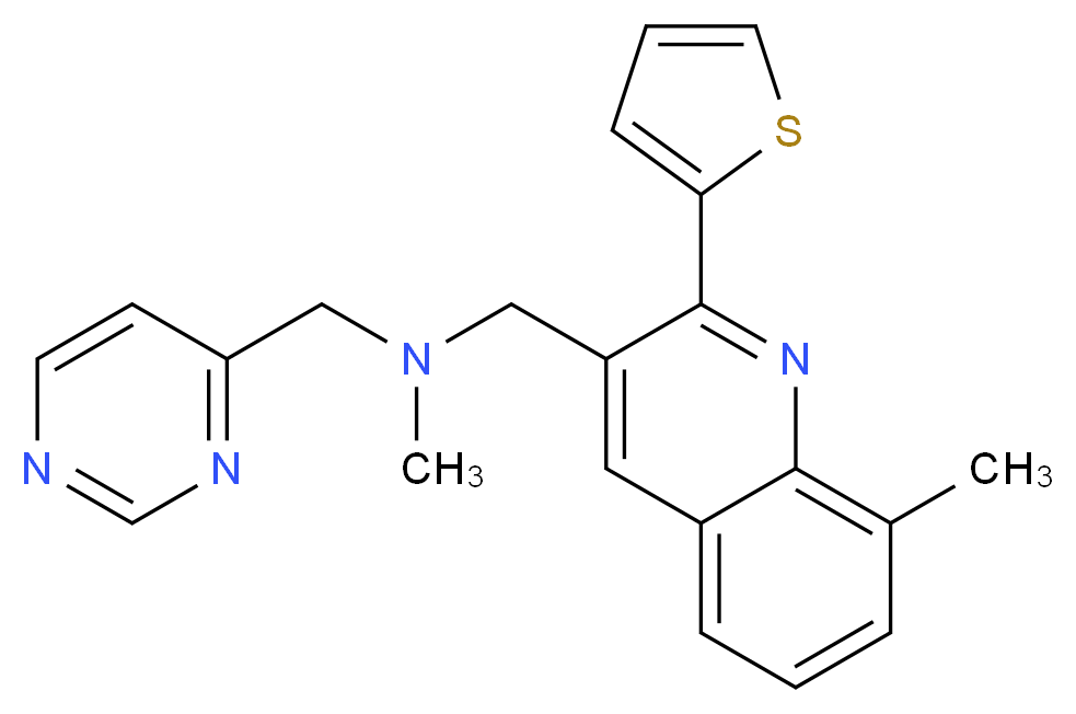 N-methyl-1-[8-methyl-2-(2-thienyl)-3-quinolinyl]-N-(4-pyrimidinylmethyl)methanamine_分子结构_CAS_)