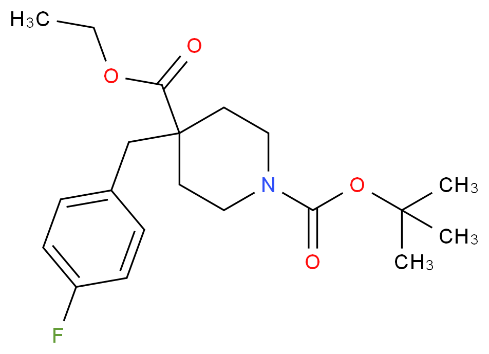 1-tert-butyl 4-ethyl 4-[(4-fluorophenyl)methyl]piperidine-1,4-dicarboxylate_分子结构_CAS_917755-77-2