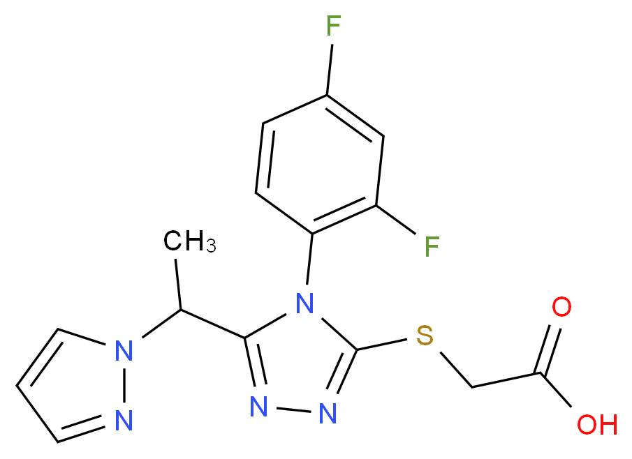 ({4-(2,4-difluorophenyl)-5-[1-(1H-pyrazol-1-yl)ethyl]-4H-1,2,4-triazol-3-yl}thio)acetic acid_分子结构_CAS_)