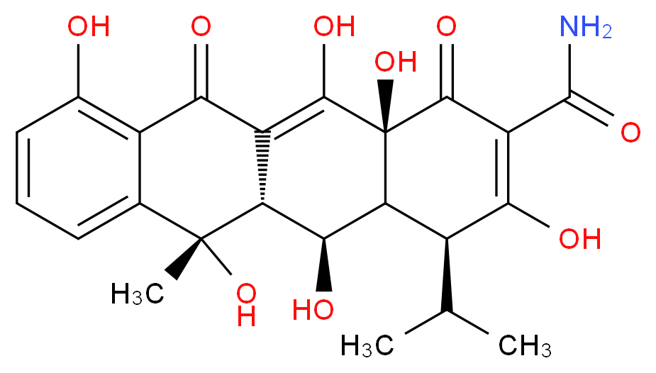 (4S,4aR,5R,5aR,6S,12aS)-3,5,6,10,12,12a-hexahydroxy-6-methyl-1,11-dioxo-4-(propan-2-yl)-1,4,4a,5,5a,6,11,12a-octahydrotetracene-2-carboxamide_分子结构_CAS_2058-46-0