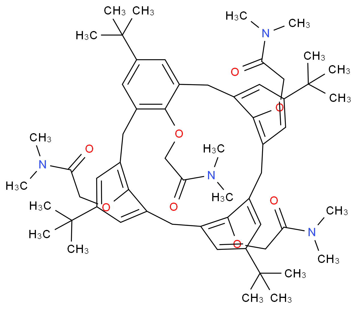 叔丁基杯[4]芳基-四(N,N-二甲基乙酰胺)_分子结构_CAS_145237-45-2)