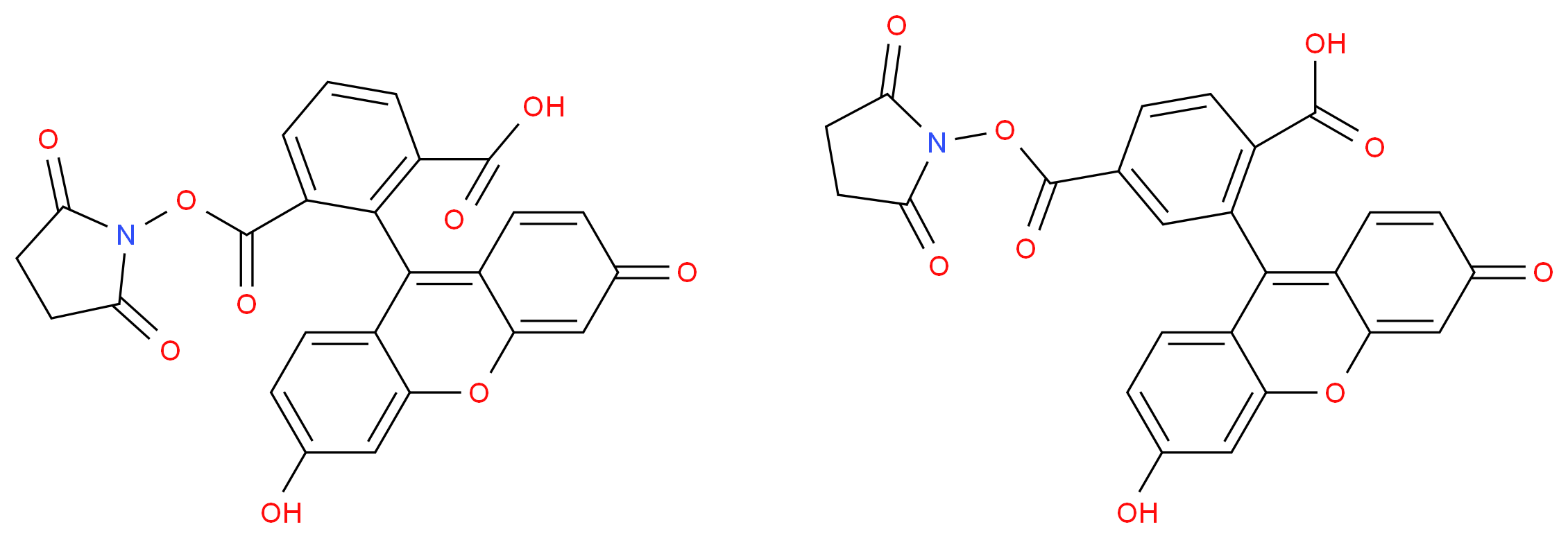 3-{[(2,5-dioxopyrrolidin-1-yl)oxy]carbonyl}-2-(6-hydroxy-3-oxo-3H-xanthen-9-yl)benzoic acid; 4-{[(2,5-dioxopyrrolidin-1-yl)oxy]carbonyl}-2-(6-hydroxy-3-oxo-3H-xanthen-9-yl)benzoic acid_分子结构_CAS_117548-22-8