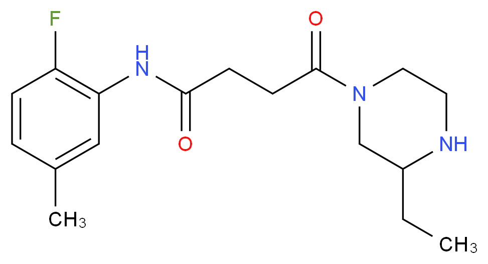 4-(3-ethylpiperazin-1-yl)-N-(2-fluoro-5-methylphenyl)-4-oxobutanamide_分子结构_CAS_)