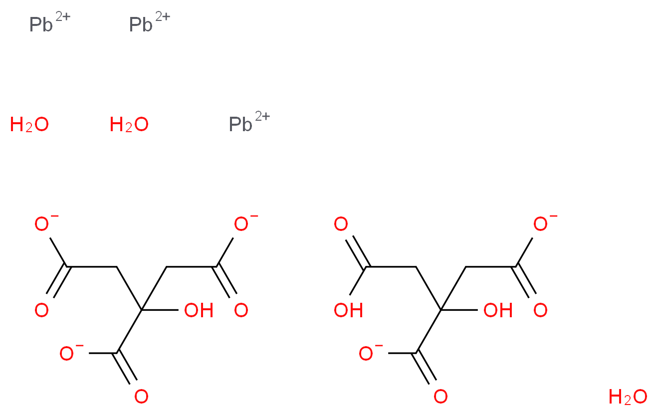 tris(λ<sup>2</sup>-lead(2+) ion) 2-(carboxymethyl)-2-hydroxybutanedioate 2-hydroxypropane-1,2,3-tricarboxylate trihydrate_分子结构_CAS_6107-83-1