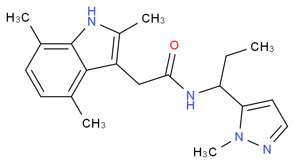 N-[1-(1-methyl-1H-pyrazol-5-yl)propyl]-2-(2,4,7-trimethyl-1H-indol-3-yl)acetamide_分子结构_CAS_)