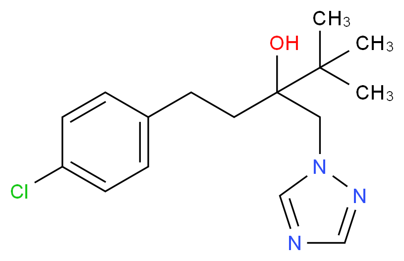 1-(4-Chlorophenyl)-4,4-dimethyl-3-(1H-1,2,4-triazol-1-ylmethyl)pentan-3-ol_分子结构_CAS_107534-96-3)