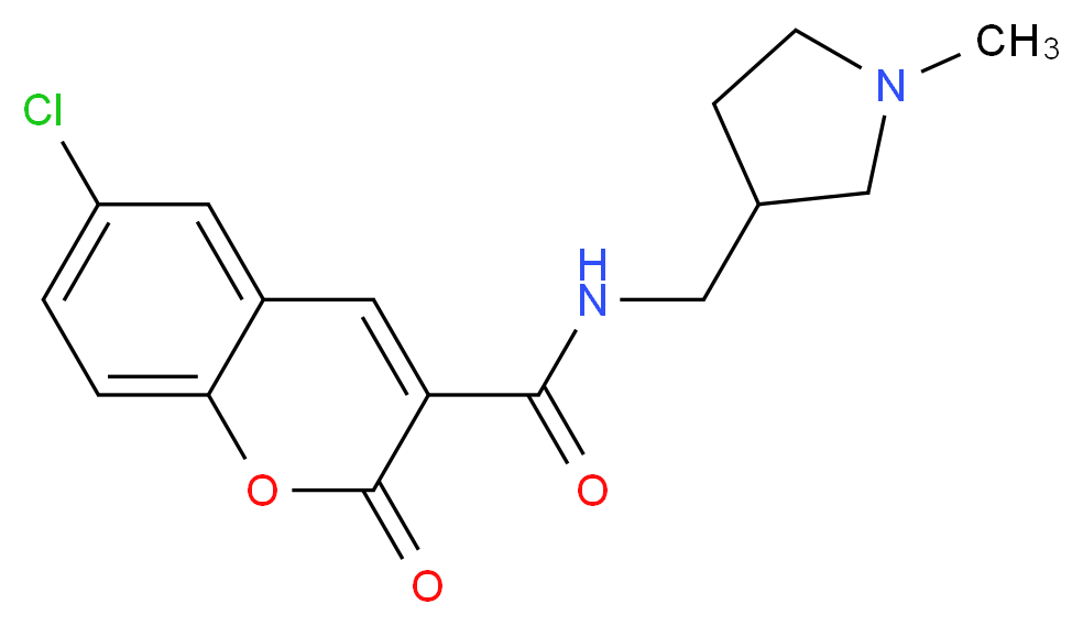 6-chloro-N-[(1-methylpyrrolidin-3-yl)methyl]-2-oxo-2H-chromene-3-carboxamide_分子结构_CAS_)