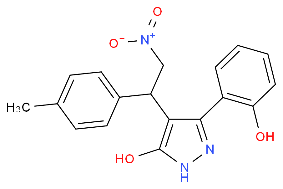 3-(2-hydroxyphenyl)-4-[1-(4-methylphenyl)-2-nitroethyl]-1H-pyrazol-5-ol_分子结构_CAS_)