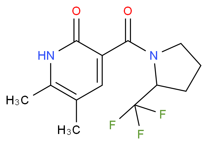 5,6-dimethyl-3-{[2-(trifluoromethyl)-1-pyrrolidinyl]carbonyl}-2(1H)-pyridinone_分子结构_CAS_)