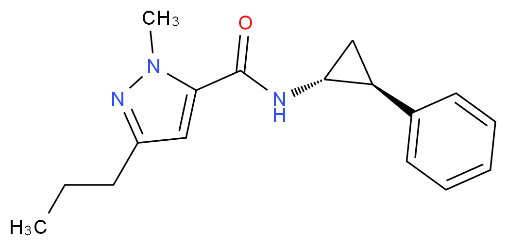 1-methyl-N-[(1R*,2S*)-2-phenylcyclopropyl]-3-propyl-1H-pyrazole-5-carboxamide_分子结构_CAS_)