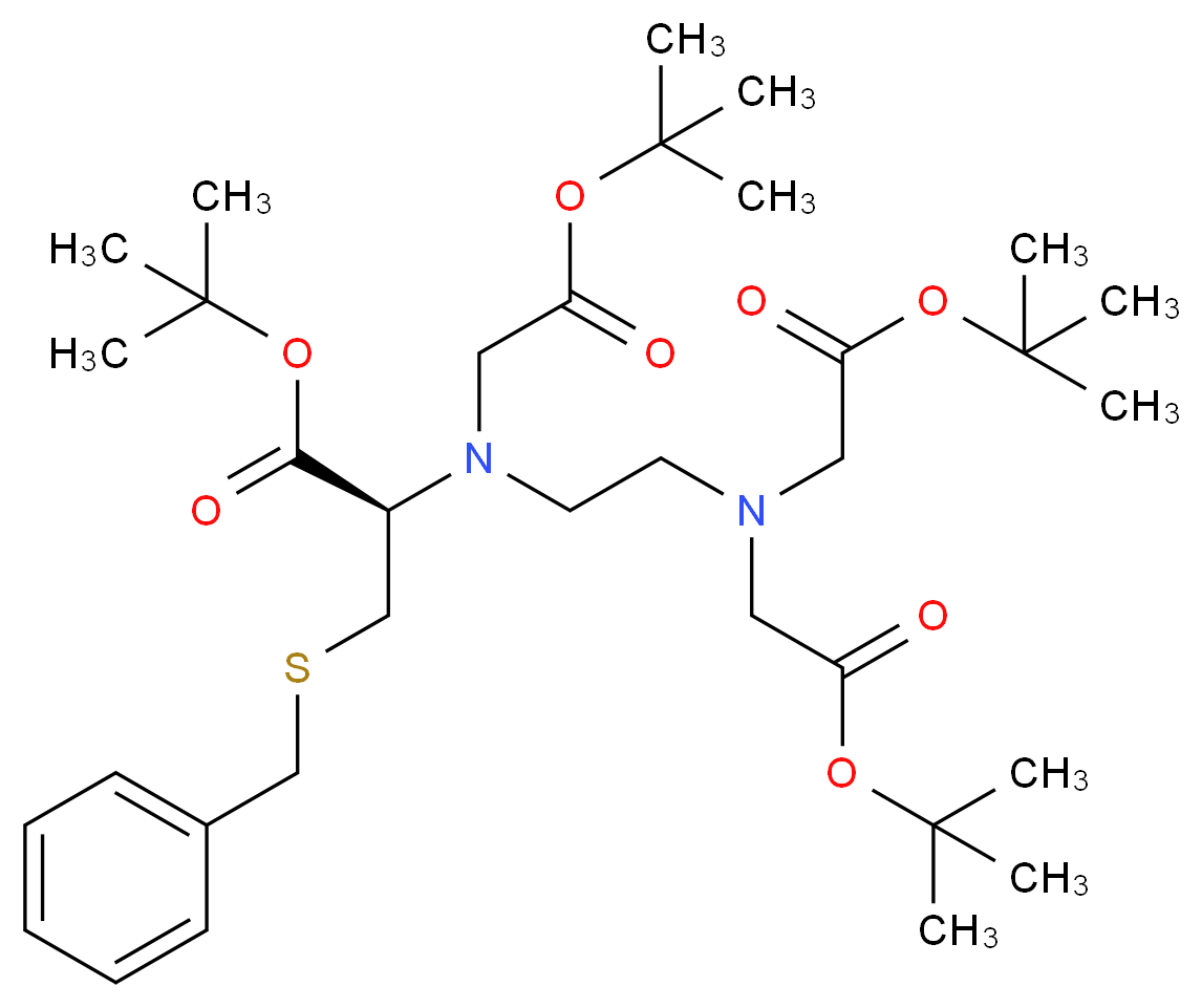 tert-butyl (2R)-3-(benzylsulfanyl)-2-[(2-{bis[2-(tert-butoxy)-2-oxoethyl]amino}ethyl)[2-(tert-butoxy)-2-oxoethyl]amino]propanoate_分子结构_CAS_1331899-92-3