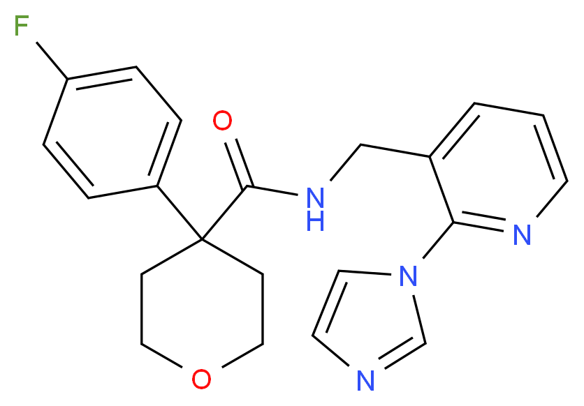 4-(4-fluorophenyl)-N-{[2-(1H-imidazol-1-yl)pyridin-3-yl]methyl}tetrahydro-2H-pyran-4-carboxamide_分子结构_CAS_)