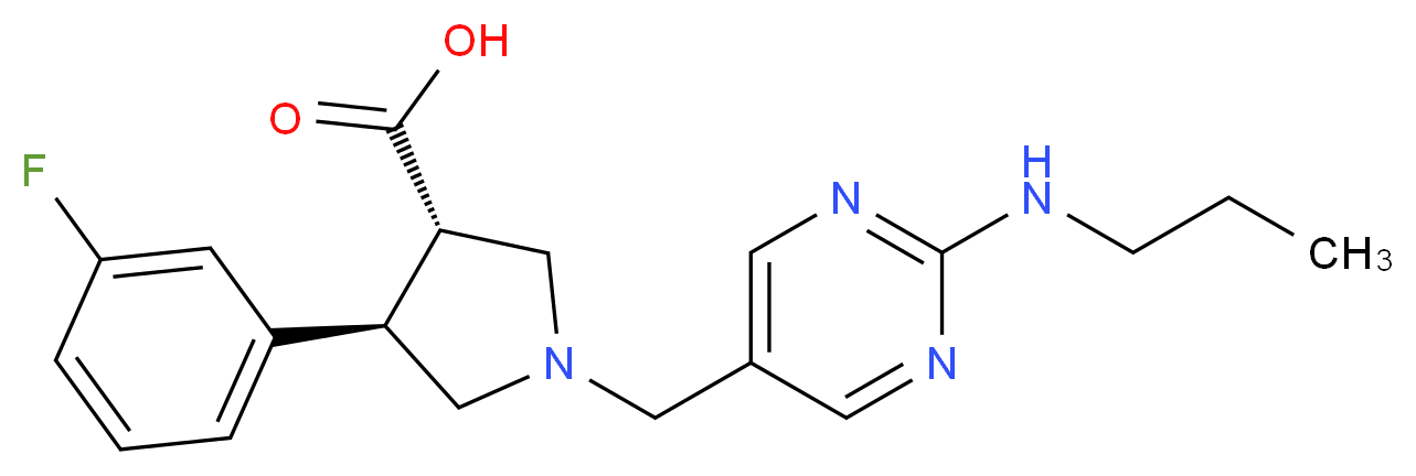 (3S*,4R*)-4-(3-fluorophenyl)-1-{[2-(propylamino)pyrimidin-5-yl]methyl}pyrrolidine-3-carboxylic acid_分子结构_CAS_)