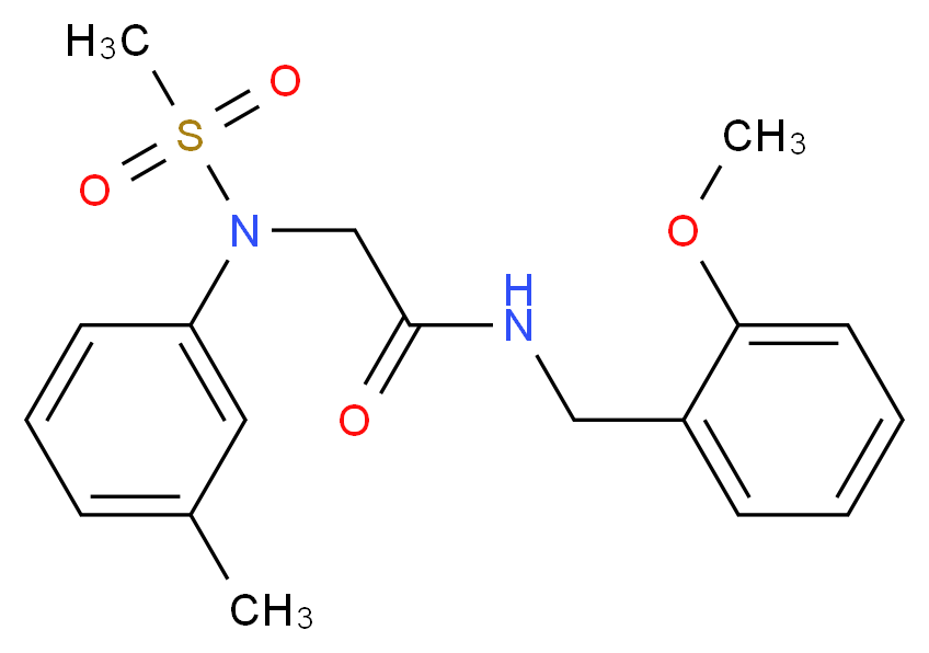N-(2-methoxybenzyl)-2-[(3-methylphenyl)(methylsulfonyl)amino]acetamide_分子结构_CAS_)