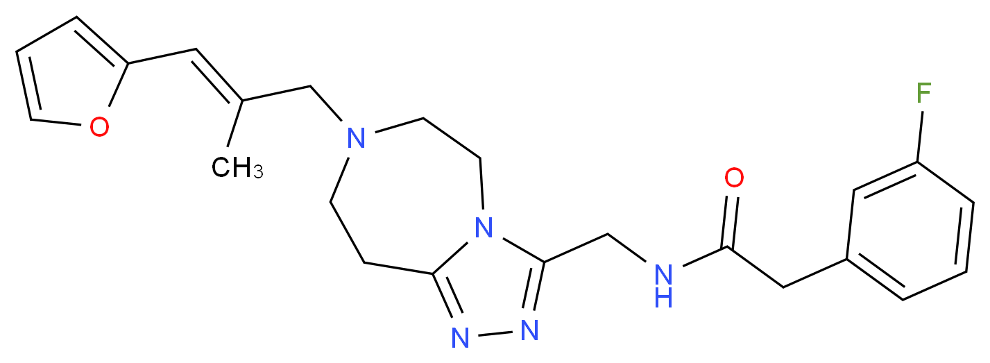 2-(3-fluorophenyl)-N-({7-[(2E)-3-(2-furyl)-2-methyl-2-propen-1-yl]-6,7,8,9-tetrahydro-5H-[1,2,4]triazolo[4,3-d][1,4]diazepin-3-yl}methyl)acetamide_分子结构_CAS_)
