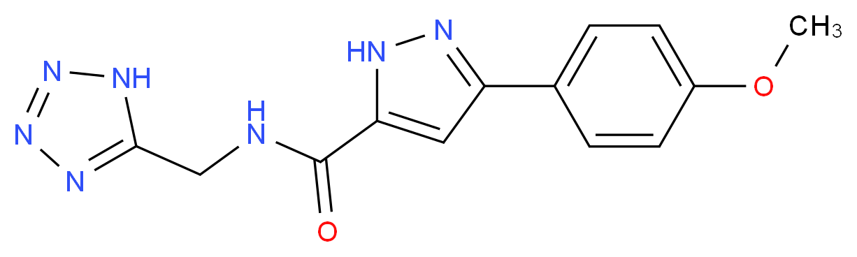 3-(4-methoxyphenyl)-N-(1H-tetrazol-5-ylmethyl)-1H-pyrazole-5-carboxamide_分子结构_CAS_)
