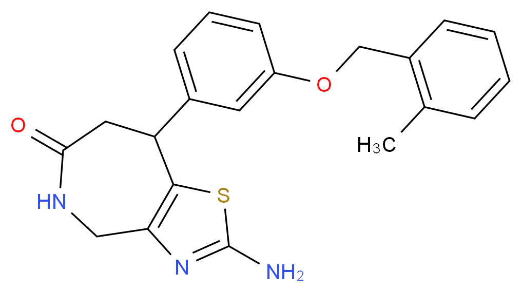 2-amino-8-{3-[(2-methylbenzyl)oxy]phenyl}-4,5,7,8-tetrahydro-6H-[1,3]thiazolo[4,5-c]azepin-6-one_分子结构_CAS_)