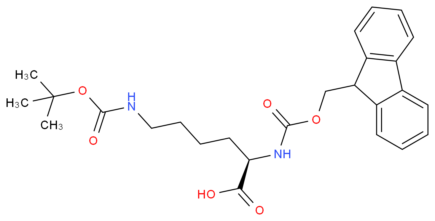 (2R)-6-{[(tert-butoxy)carbonyl]amino}-2-{[(9H-fluoren-9-ylmethoxy)carbonyl]amino}hexanoic acid_分子结构_CAS_92122-45-7