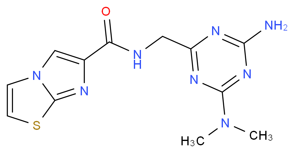 N-{[4-amino-6-(dimethylamino)-1,3,5-triazin-2-yl]methyl}imidazo[2,1-b][1,3]thiazole-6-carboxamide_分子结构_CAS_)