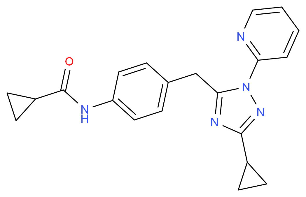 N-{4-[(3-cyclopropyl-1-pyridin-2-yl-1H-1,2,4-triazol-5-yl)methyl]phenyl}cyclopropanecarboxamide_分子结构_CAS_)