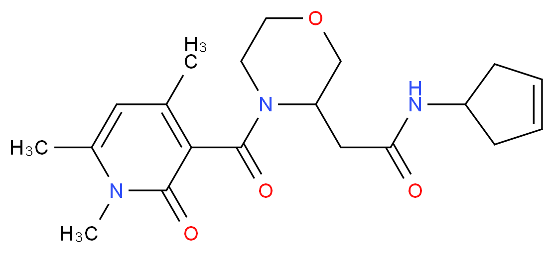 N-3-cyclopenten-1-yl-2-{4-[(1,4,6-trimethyl-2-oxo-1,2-dihydro-3-pyridinyl)carbonyl]-3-morpholinyl}acetamide_分子结构_CAS_)