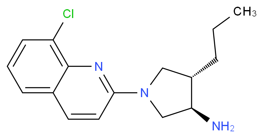 (3R*,4S*)-1-(8-chloroquinolin-2-yl)-4-propylpyrrolidin-3-amine_分子结构_CAS_)