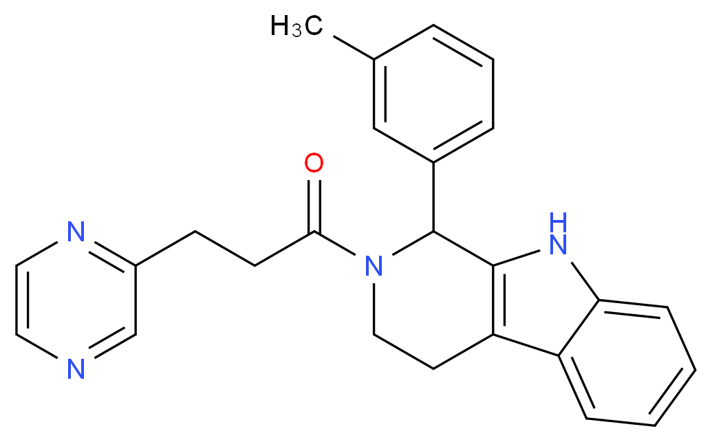 1-(3-methylphenyl)-2-[3-(2-pyrazinyl)propanoyl]-2,3,4,9-tetrahydro-1H-beta-carboline_分子结构_CAS_)