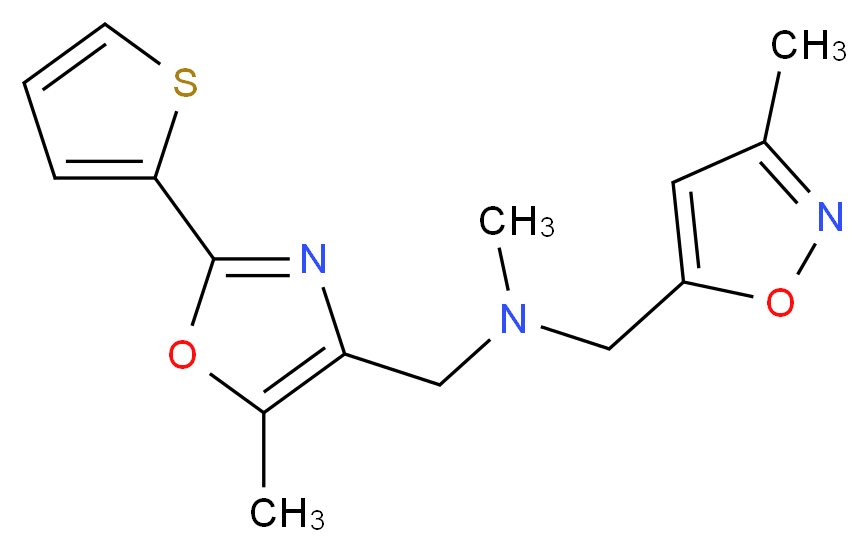 N-methyl-1-(3-methyl-5-isoxazolyl)-N-{[5-methyl-2-(2-thienyl)-1,3-oxazol-4-yl]methyl}methanamine_分子结构_CAS_)