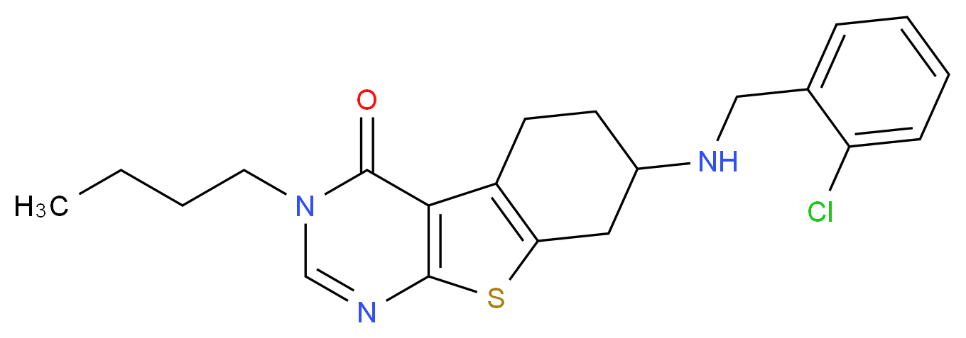 3-butyl-7-[(2-chlorobenzyl)amino]-5,6,7,8-tetrahydro[1]benzothieno[2,3-d]pyrimidin-4(3H)-one_分子结构_CAS_)