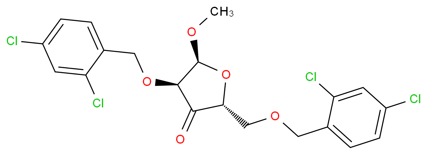 (2R,4S,5S)-4-[(2,4-dichlorophenyl)methoxy]-2-{[(2,4-dichlorophenyl)methoxy]methyl}-5-methoxyoxolan-3-one_分子结构_CAS_443642-30-6