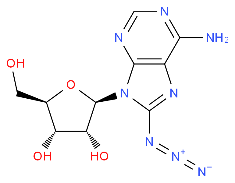 (2R,3R,4S,5R)-2-(6-amino-8-azido-9H-purin-9-yl)-5-(hydroxymethyl)oxolane-3,4-diol_分子结构_CAS_4372-67-2