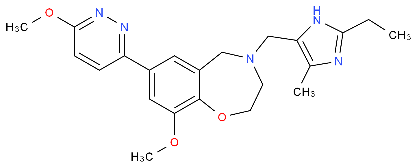 4-[(2-ethyl-4-methyl-1H-imidazol-5-yl)methyl]-9-methoxy-7-(6-methoxypyridazin-3-yl)-2,3,4,5-tetrahydro-1,4-benzoxazepine_分子结构_CAS_)