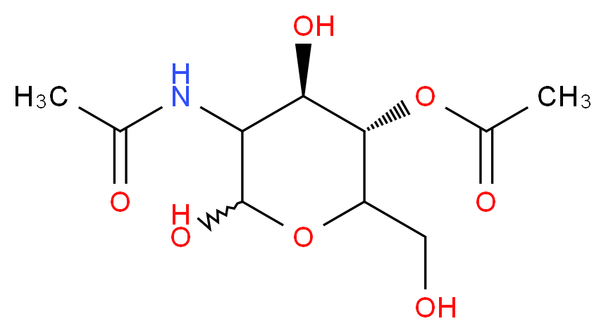 (3S,4R)-5-acetamido-4,6-dihydroxy-2-(hydroxymethyl)oxan-3-yl acetate_分子结构_CAS_3056-33-5