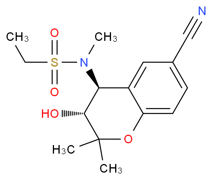 N-[(3R,4S)-6-cyano-3-hydroxy-2,2-dimethyl-3,4-dihydro-2H-1-benzopyran-4-yl]-N-methylethane-1-sulfonamide_分子结构_CAS_163163-23-3