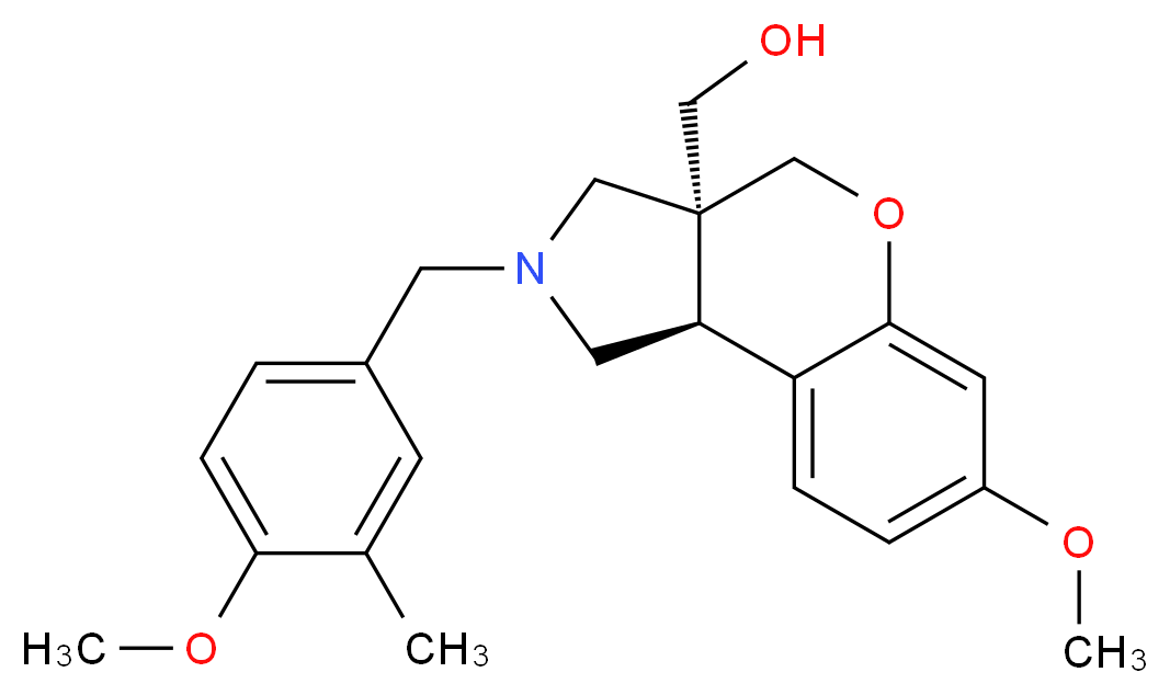 [(3aS*,9bS*)-7-methoxy-2-(4-methoxy-3-methylbenzyl)-1,2,3,9b-tetrahydrochromeno[3,4-c]pyrrol-3a(4H)-yl]methanol_分子结构_CAS_)