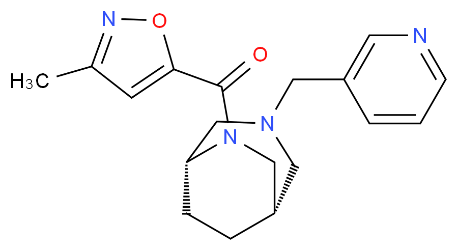 (1S*,5R*)-6-[(3-methylisoxazol-5-yl)carbonyl]-3-(pyridin-3-ylmethyl)-3,6-diazabicyclo[3.2.2]nonane_分子结构_CAS_)