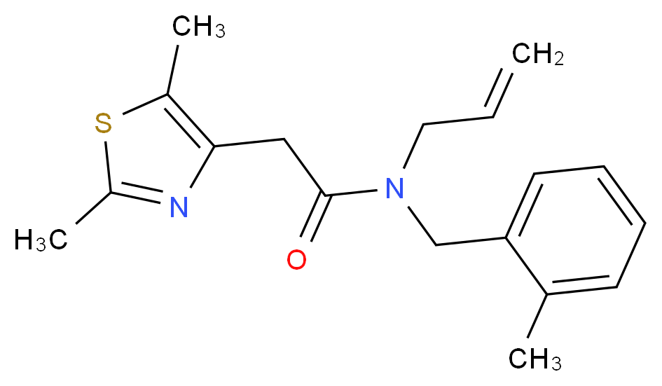 N-allyl-2-(2,5-dimethyl-1,3-thiazol-4-yl)-N-(2-methylbenzyl)acetamide_分子结构_CAS_)