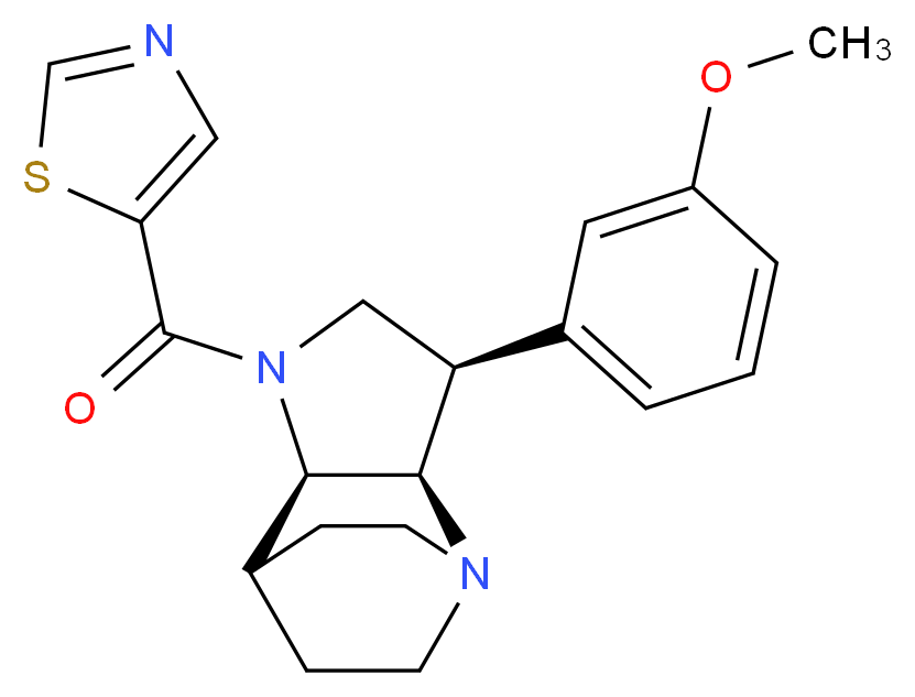 (3R*,3aR*,7aR*)-3-(3-methoxyphenyl)-1-(1,3-thiazol-5-ylcarbonyl)octahydro-4,7-ethanopyrrolo[3,2-b]pyridine_分子结构_CAS_)