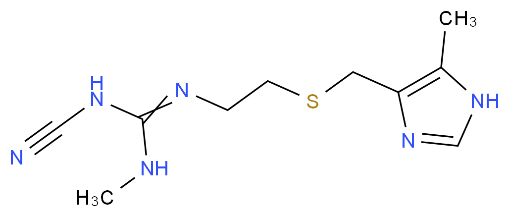3-cyano-1-methyl-2-(2-{[(5-methyl-1H-imidazol-4-yl)methyl]sulfanyl}ethyl)guanidine_分子结构_CAS_51481-61-9