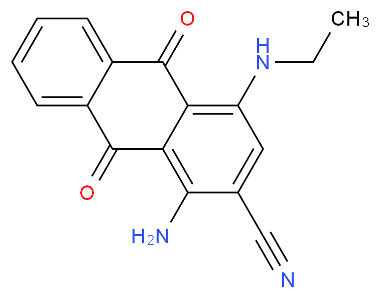 1-amino-4-(ethylamino)-9,10-dioxo-9,10-dihydroanthracene-2-carbonitrile_分子结构_CAS_62570-50-7