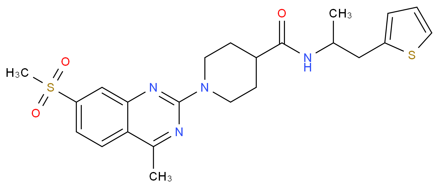 1-[4-methyl-7-(methylsulfonyl)-2-quinazolinyl]-N-[1-methyl-2-(2-thienyl)ethyl]-4-piperidinecarboxamide_分子结构_CAS_)