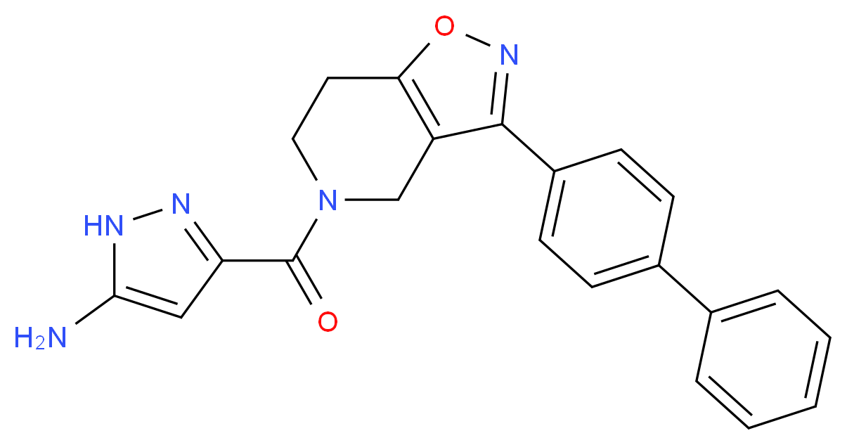 3-[(3-biphenyl-4-yl-6,7-dihydroisoxazolo[4,5-c]pyridin-5(4H)-yl)carbonyl]-1H-pyrazol-5-amine_分子结构_CAS_)