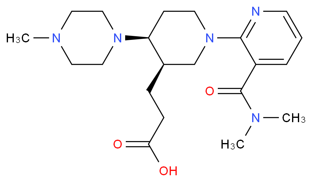 3-[(3R*,4S*)-1-{3-[(dimethylamino)carbonyl]pyridin-2-yl}-4-(4-methylpiperazin-1-yl)piperidin-3-yl]propanoic acid_分子结构_CAS_)