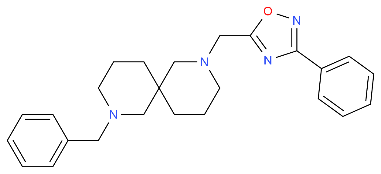 2-benzyl-8-[(3-phenyl-1,2,4-oxadiazol-5-yl)methyl]-2,8-diazaspiro[5.5]undecane_分子结构_CAS_)