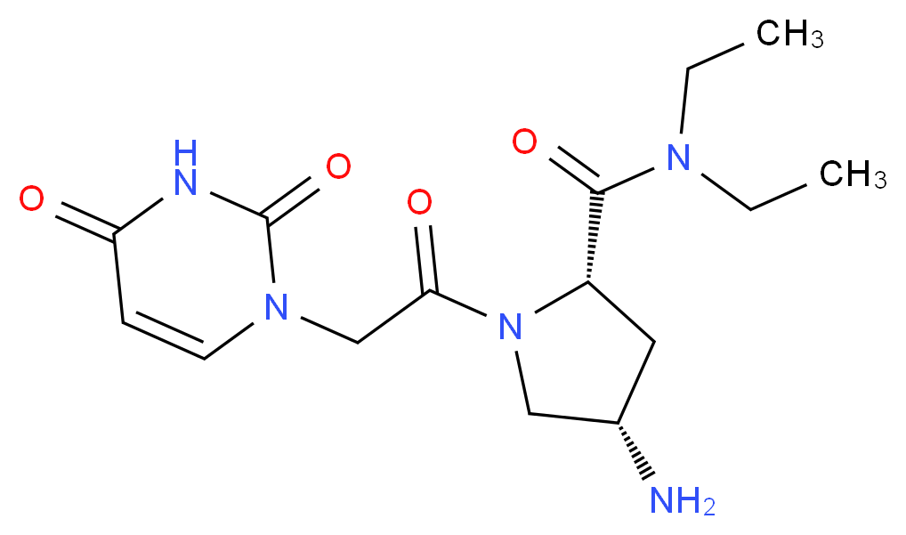 (4S)-4-amino-1-[(2,4-dioxo-3,4-dihydropyrimidin-1(2H)-yl)acetyl]-N,N-diethyl-L-prolinamide_分子结构_CAS_)