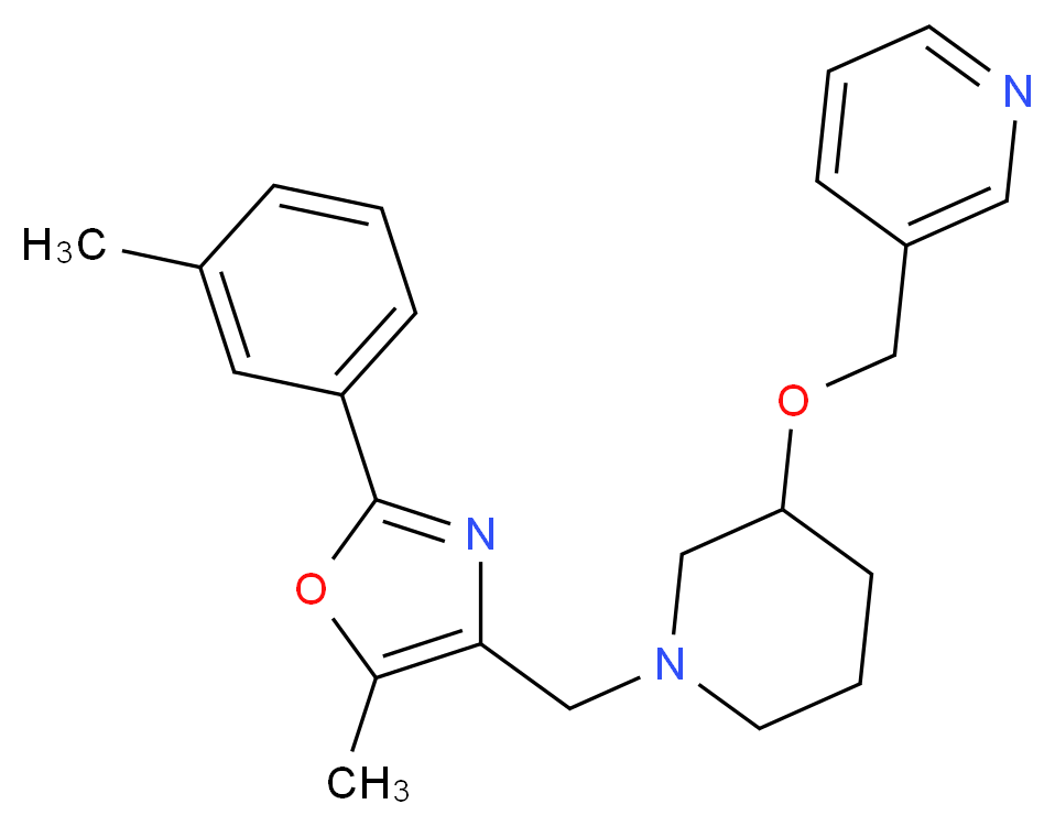 3-{[(1-{[5-methyl-2-(3-methylphenyl)-1,3-oxazol-4-yl]methyl}-3-piperidinyl)oxy]methyl}pyridine_分子结构_CAS_)