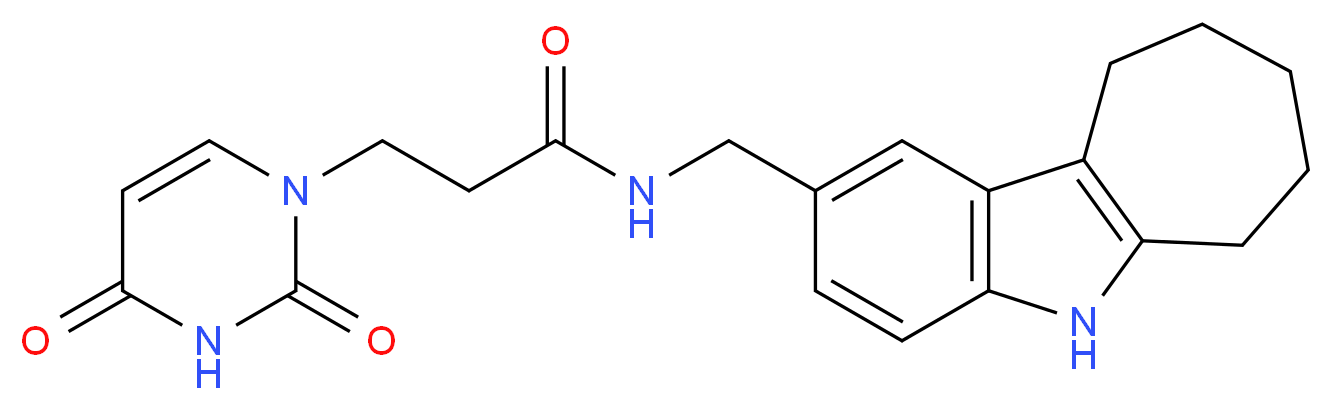 3-(2,4-dioxo-3,4-dihydropyrimidin-1(2H)-yl)-N-(5,6,7,8,9,10-hexahydrocyclohepta[b]indol-2-ylmethyl)propanamide_分子结构_CAS_)